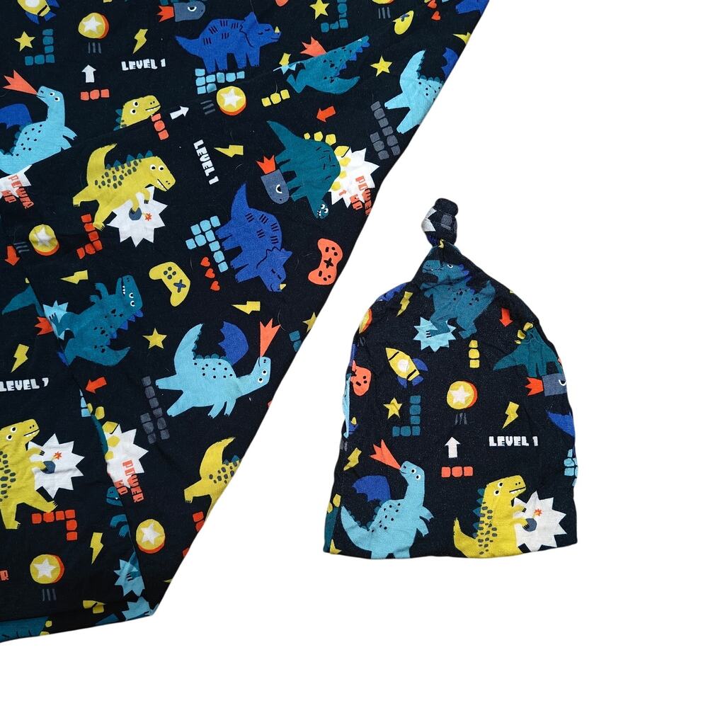 Little Sleepies Next Level Dinos Swaddle and Infant Beanie One Size